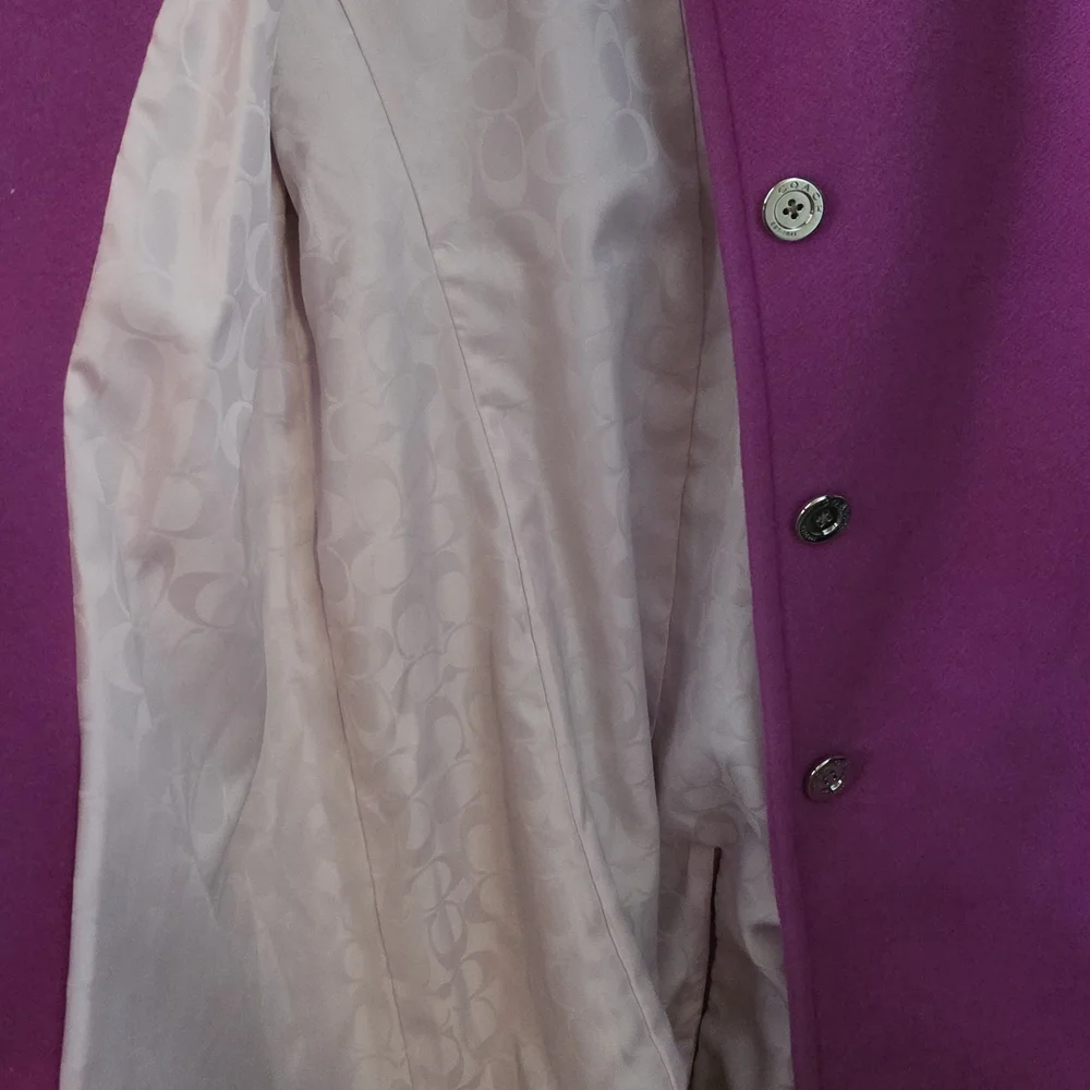 Coach Angora Wool Fuschia Coat Size L - Picture 8 of 13